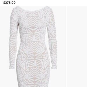 Dress the population, White & beige midi dress